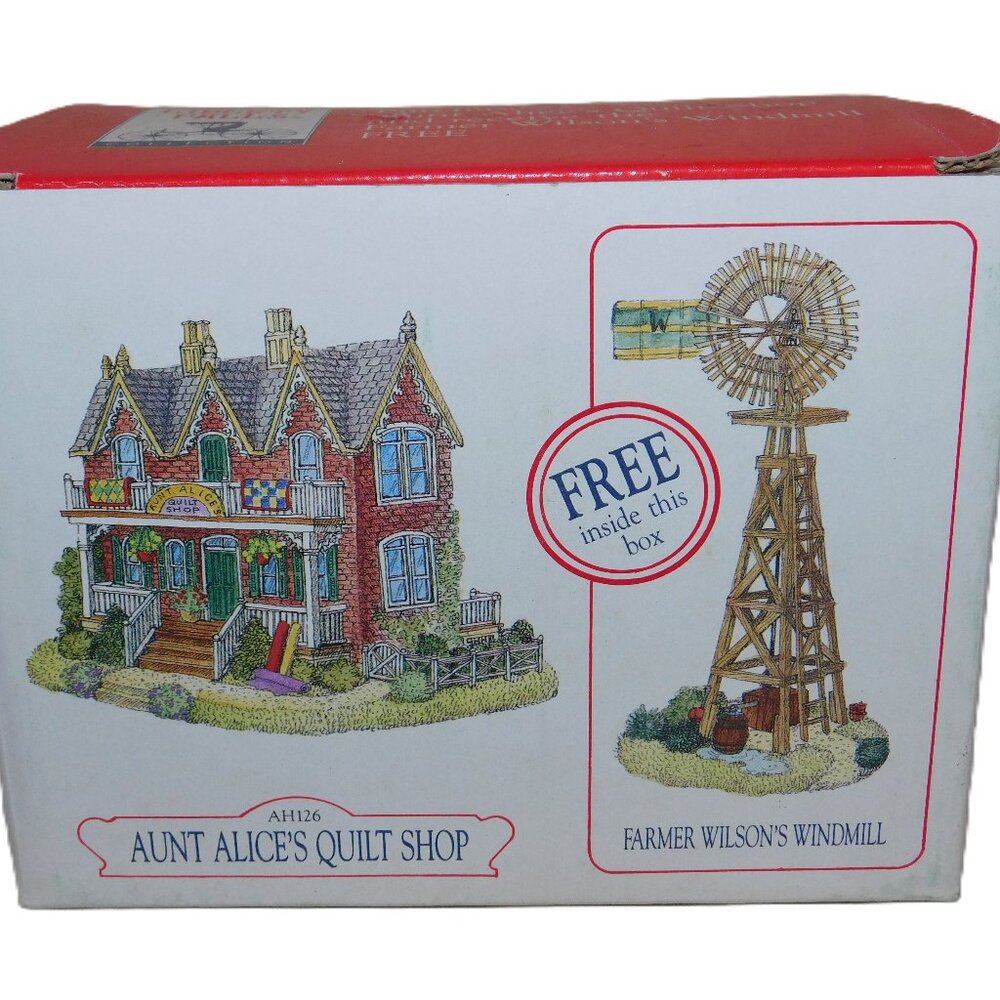 Vintage Liberty Falls Aunt Alice Quilt Shop and Farmer Wilson Windmill 1997
